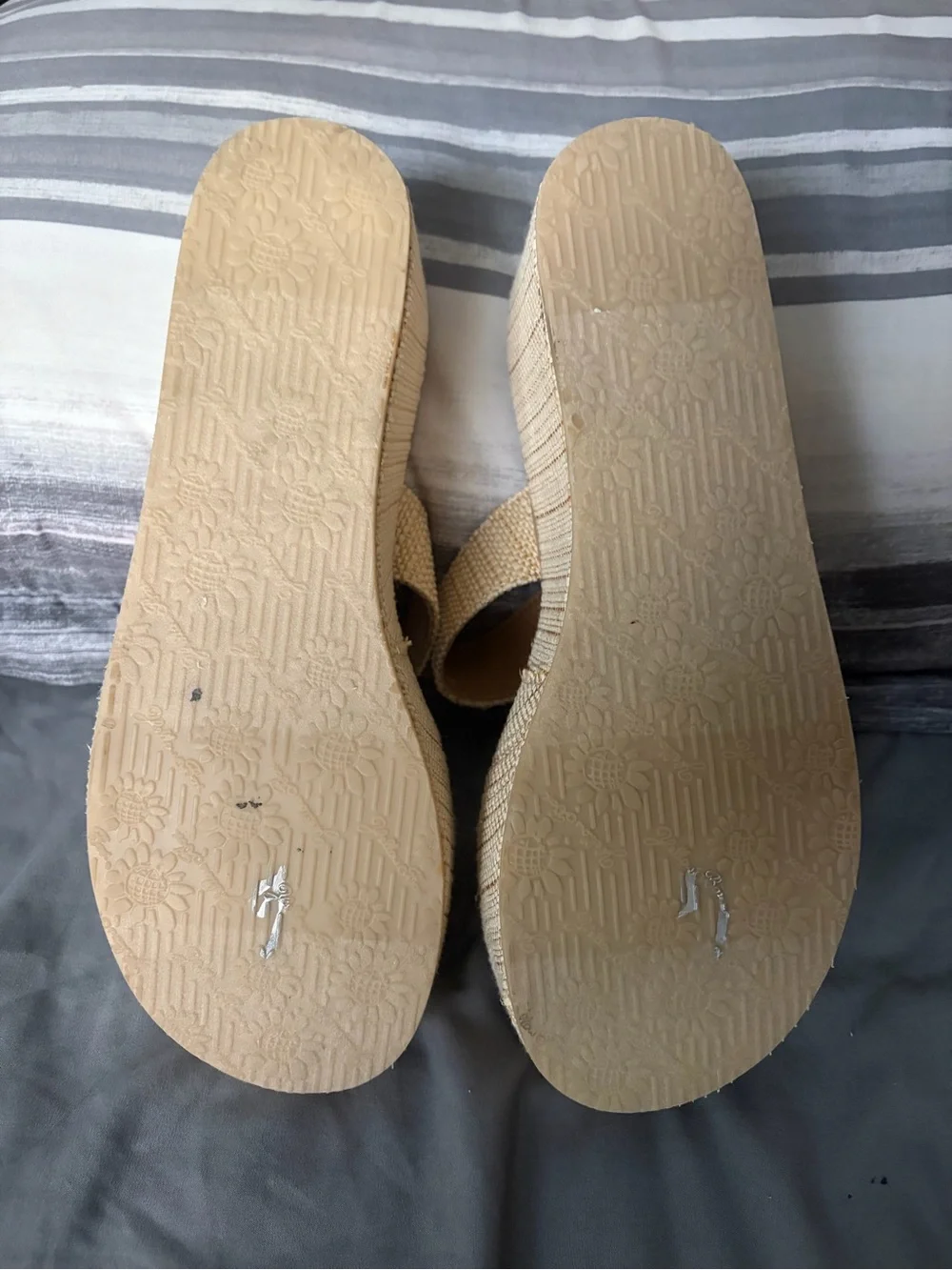 Yellow Box Natural Woven Platform Wedge Sandals